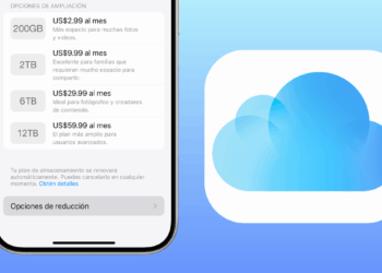 Iphone Screen Showing Icloud Storage Plans (200gb, 2tb, 6tb, 12tb) with Monthly Prices, and a Large Blue Cloud Icon on the Right. - La Razón Nl